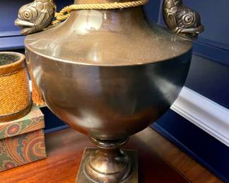 Bronze patina dolphin urn