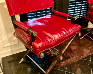 WOW, one of a pair of Theodore Alexander Red Alligator embossed Leather Director Chairs NEW WITH TAGS never used!