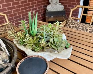 We have a wonderful collection of outdoor furniture, accessories, statues, pots, benches, a Weber grill with copper color steel case, two propane tower heaters and the list goes on and on.