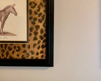 Beautiful exotic African safari animals framed and matted with animal motif