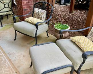 We have a wonderful collection of outdoor furniture, accessories, statues, pots, benches, a Weber grill with copper color steel case, two propane tower heaters and the list goes on and on.