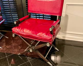 WOW, one of a pair of Theodore Alexander Red Alligator embossed Leather Director Chairs NEW WITH TAGS never used!