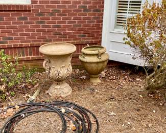 We have a wonderful collection of outdoor furniture, accessories, statues, pots, benches, a Weber grill with copper color steel case, two propane tower heaters and the list goes on and on.