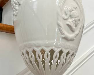 White glaze urn