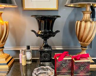 Stunning black ceramic urn