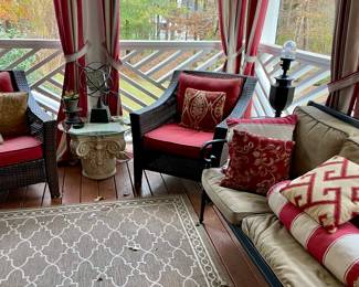 We have a wonderful collection of outdoor furniture, accessories, statues, pots, benches, a Weber grill with copper color steel case, two propane tower heaters and the list goes on and on.