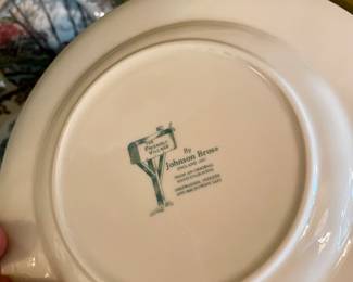 Many types of accessories, silverplate, porcelain, ceramics. Johnson Bros Friendly Village