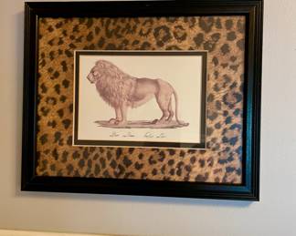 Beautiful exotic African safari animals framed and matted with animal motif
