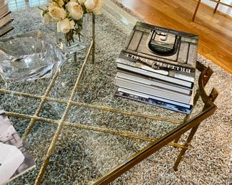 Beautiful glass and gilt iron coffee table