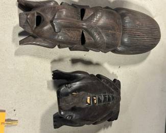 Wooden mask and frog