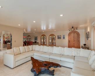 Living Room Sectional, Contemporary Styling in SW Muted Pattern.  165" X 86"                                                                                        