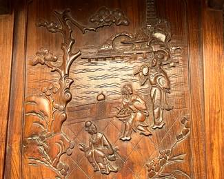 Rosewood Hand Carved 2-Tier End Table pair