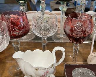 Bohemian Cut to Clear Wine Glasses