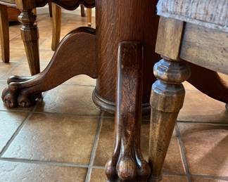 Oak Claw Foot Table w 6 Chairs (Table can be purchased without the Chairs) 