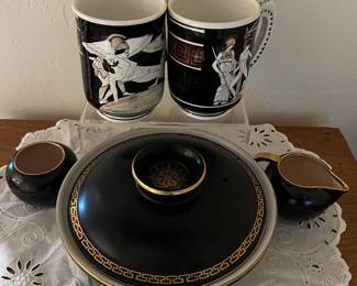 Black and Gold Covered Dish The Hall China Co