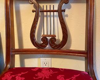 Vintage Regency Duncan Phyfe Style Harp Back Lyre Back Dining Chairs
