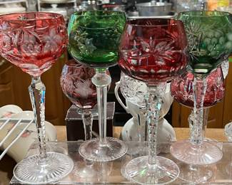 Bohemian Cut to Clear Wine Glasses