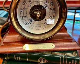CHELSEA BRASS SHIP'S BELL BAROMETER CLOCK
