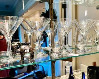 Orefors Martini glasses.  Unusual camel lighter.