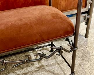wrought iron barbed wire look bench.