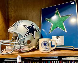 Dallas Cowboys signed Emmitt Smith helmet, turf of Cowboy stadium.