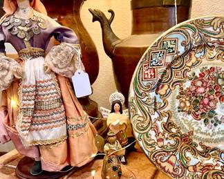 hand-painted Italian plate, brass