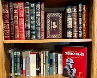 Large library including leather bound Easton Press books. 