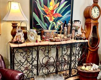 Ronald E. Wilkerson, nephew of Jack Bryant.  Texas artist.  Nice large tile top wrought iron wine rack.