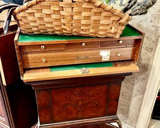 H. GERSTNER & SONS, DAYTON, OH WOODEN AND BRASS TOOL CHESTS, HAND-MADE.  Little chest beneath opens on top.