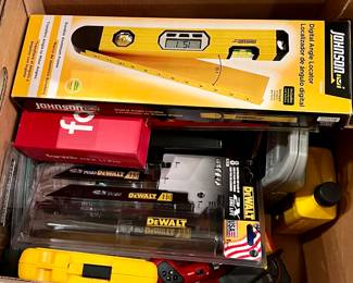 Johnson and Dewalt tools. 
