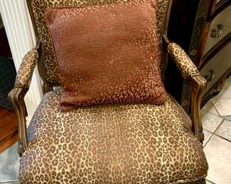 leopard print French arm chair.