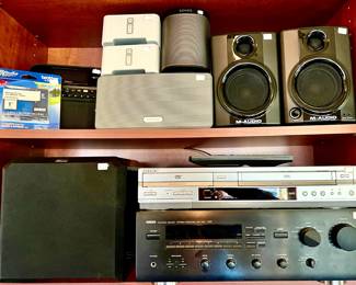 Sonos, M-Audio speakers, Yamaha Stereo Receiver PLK-750