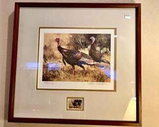 Ken Carlson framed print and stamp.