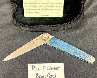 PAUL DEFENDER CUSTOM KNIFE, BRAIN CORAL, #2/50 LIMITED.
