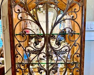 Cabinet full of Lalique, Lladro, Daum.