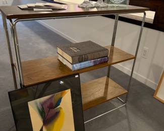Crystal Candlesticks, Coffee Table Books, Three-Tiered Table
