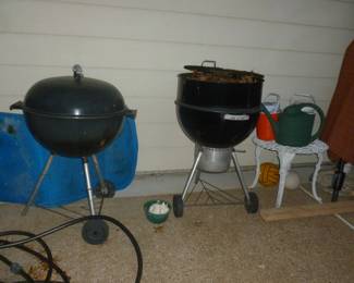 weber kettles, weber smoker (not shown)