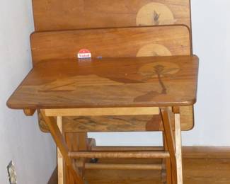 inlaid tv tray set