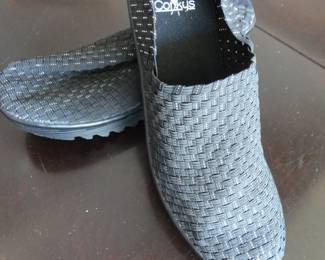 Corkys Silver Glitter Woven Wedges