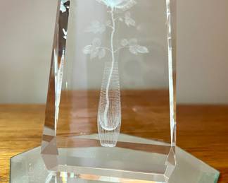 Crystal Impressions laser etched rose