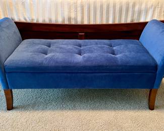 Blue velvet bench