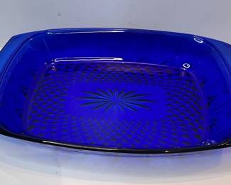 Avon Royal Sapphire Cobalt Blue Glass Rectangular Baker
