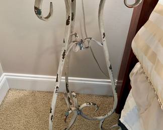 White distressed metal accent table