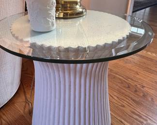Glass top pillar end table (1 of 2)