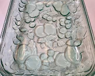 Libbey Orchard Fruit Green Glass Baking Pan