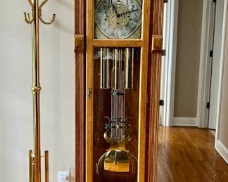 Ramcraft grandfather clock and brass coat tree