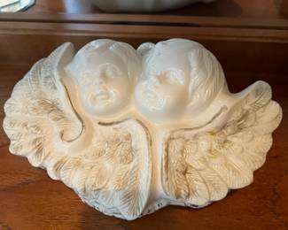 Porcelain angel covered dish