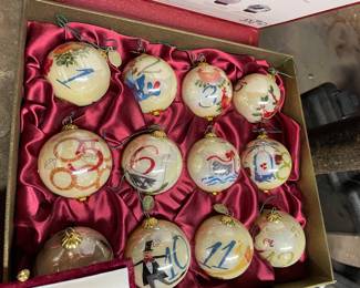 12 days of Christmas Li Bien glass ornaments 