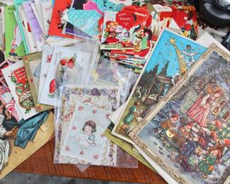 Vintage Ephemera, postcards, Valentines and German advent calendars