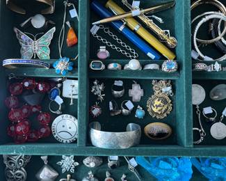 Vintage jewelry and smalls, including some sterling jewelry.